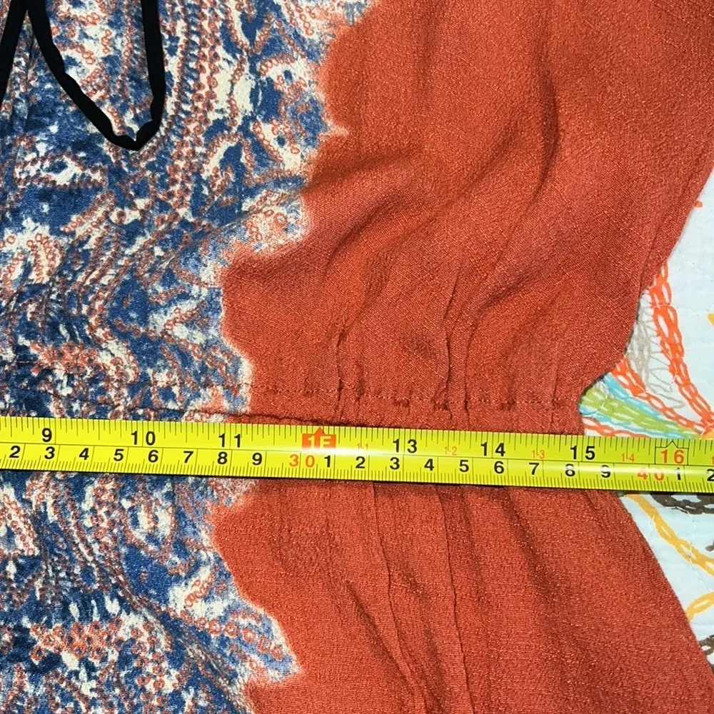 Free People medium tunic boho blouse blue laced front wildest moments split side - Image 7