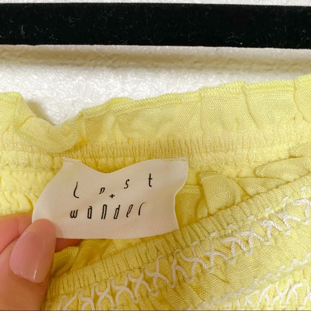 Lost + Wander  Split Leg Shirred Strapless Jumpsuit Size Small - Image 7