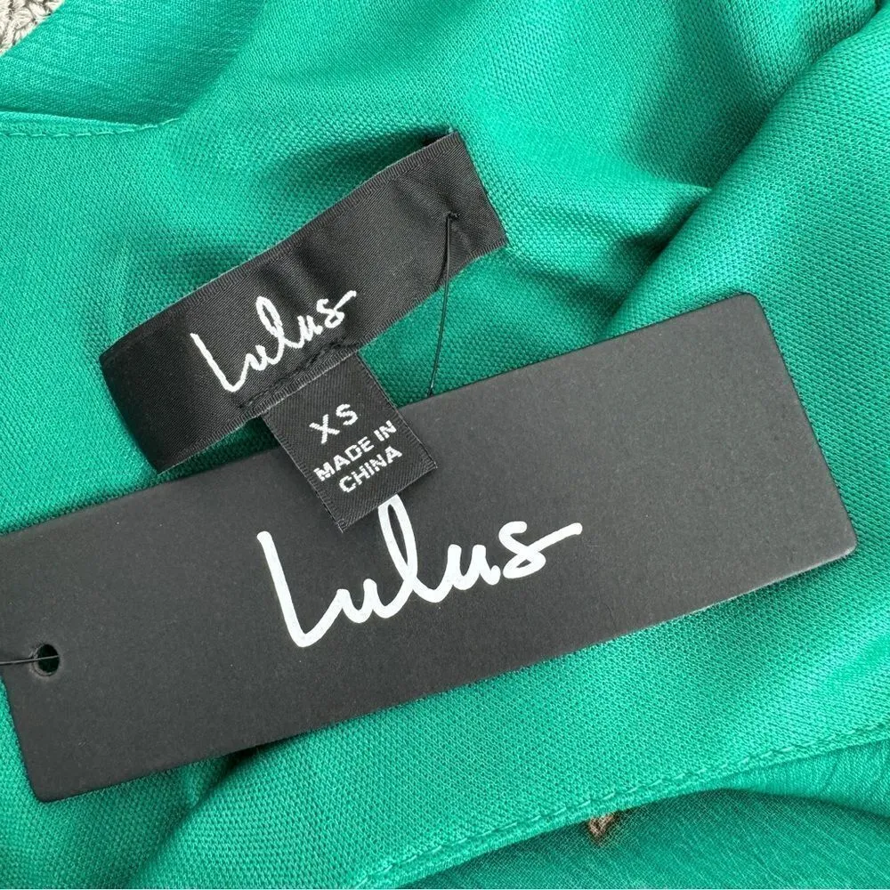 Lulus‎ Romantic Love Floral Chiffon Ruffle Cold Shoulder Midi Dress Green XS - Image 12