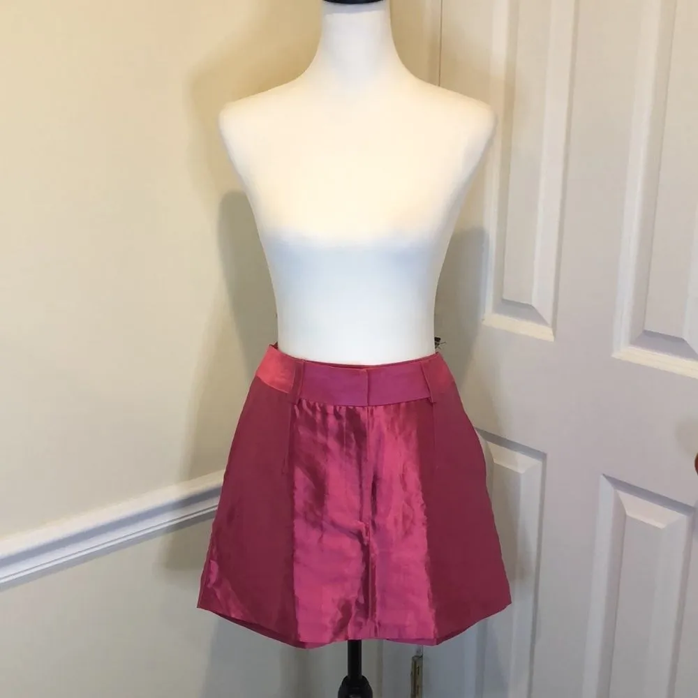 TOPSHOP Fuchia Metallic Hot Pink A-Line Skirt Sz 8 - Image 9