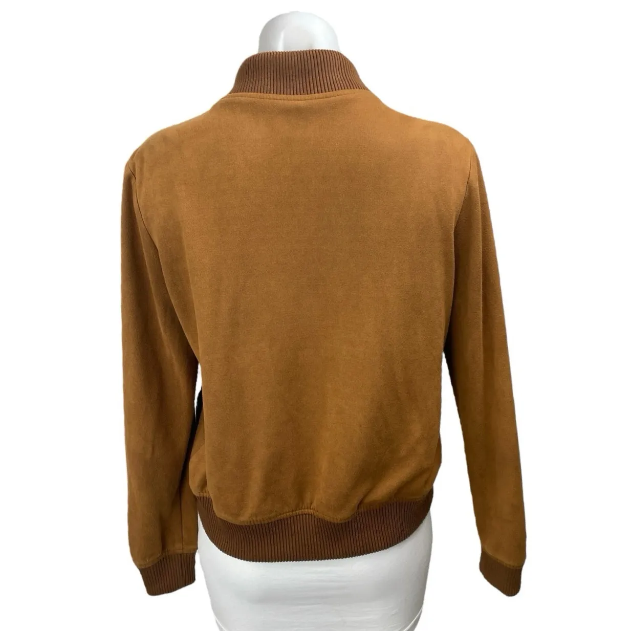 Ellison Women's Brown Faux Suede Full Zip Long Sleeve Bomber Coat Jacket Size S - Image 2