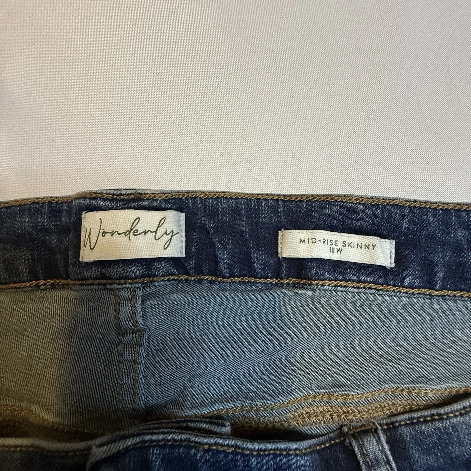 Wonderly Jeans Womens 18W Mid-Rise Skinny Slim Leg Denim Trendy Fitted Plus‎ # - Image 5