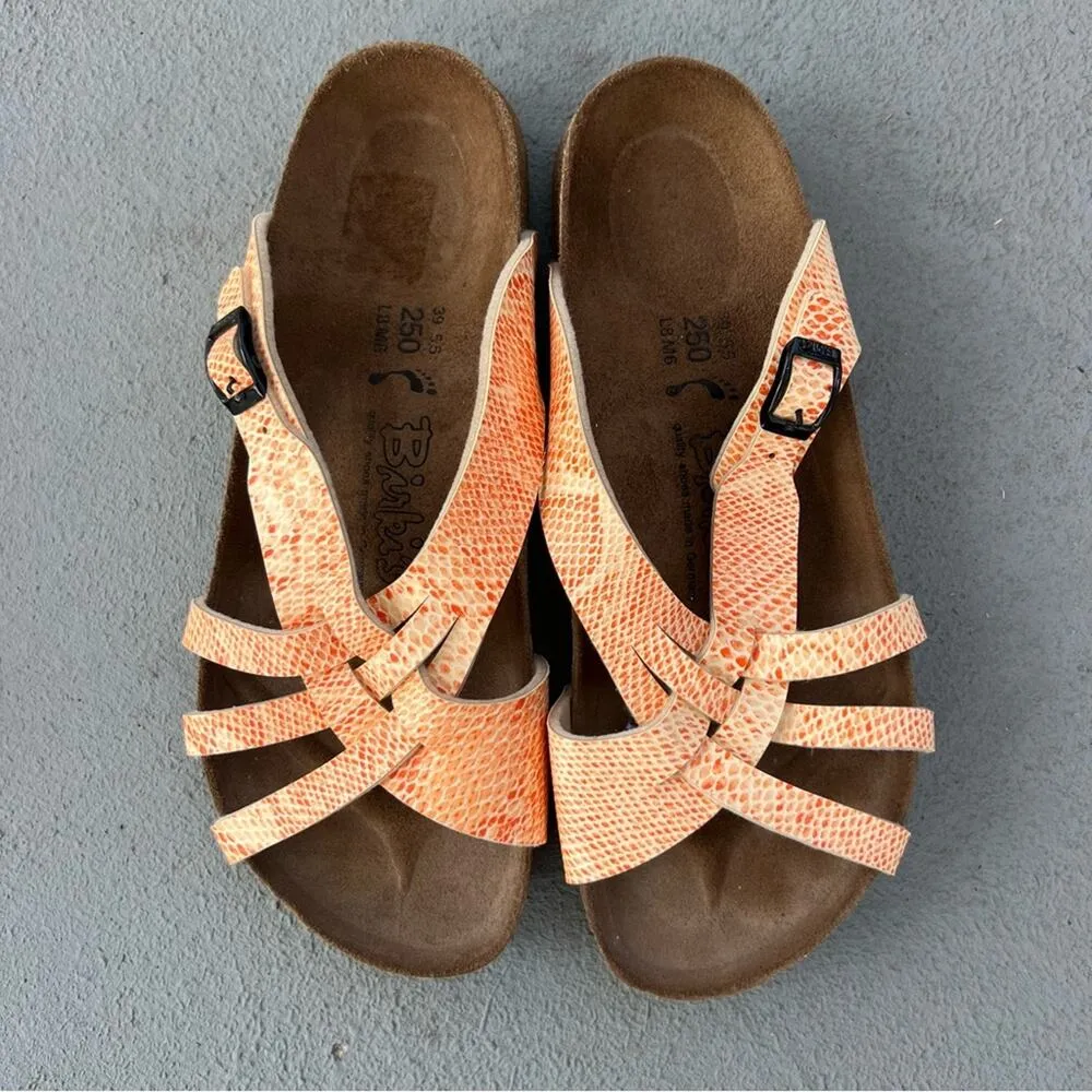 Birkenstock Mahe Birki’s Orange Cream Snakeskin Twist Weave Sandals L8/M6 EU39 - Image 2