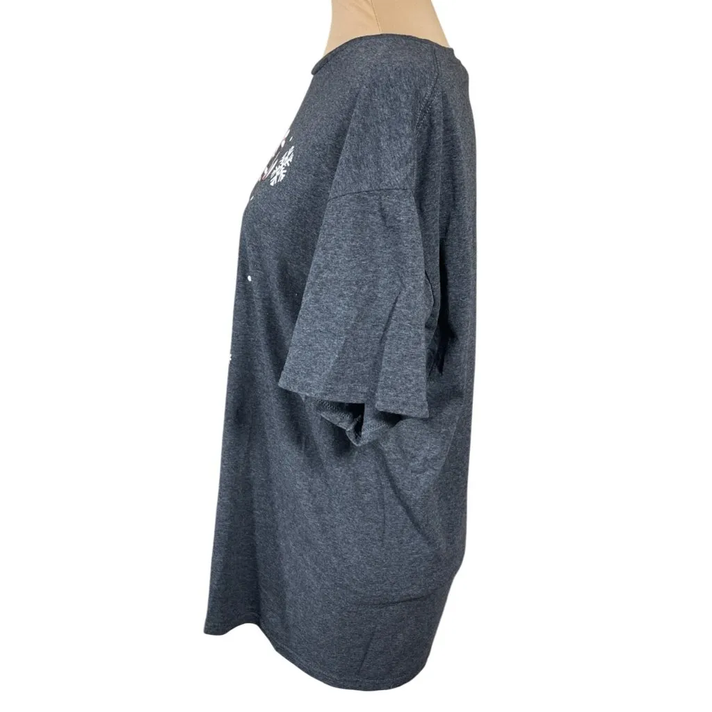 Ho Ho Ho Christmas T-Shirt Crew Neck Grey Santa Christmas Size L large - Image 2