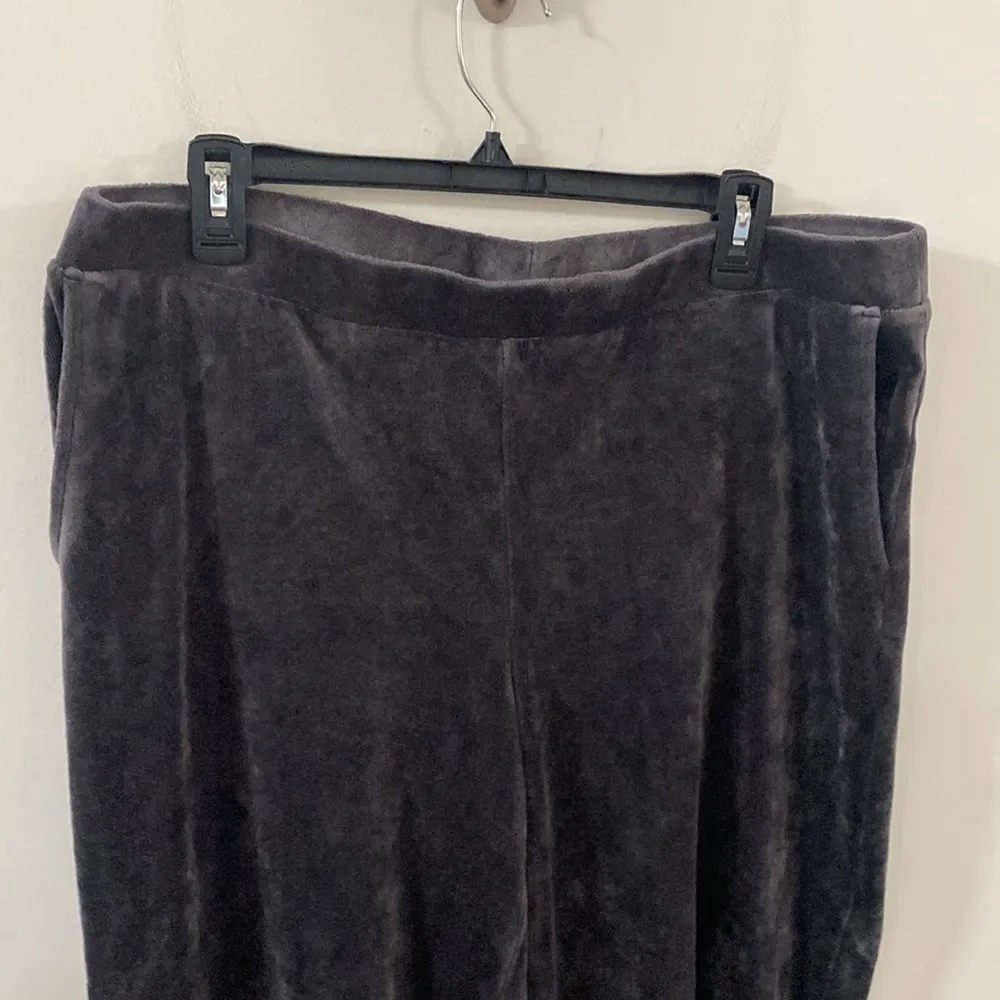 J Jill Pure Jill crushed velour full leg straight pants in grey size L Gray Size L - Image 4