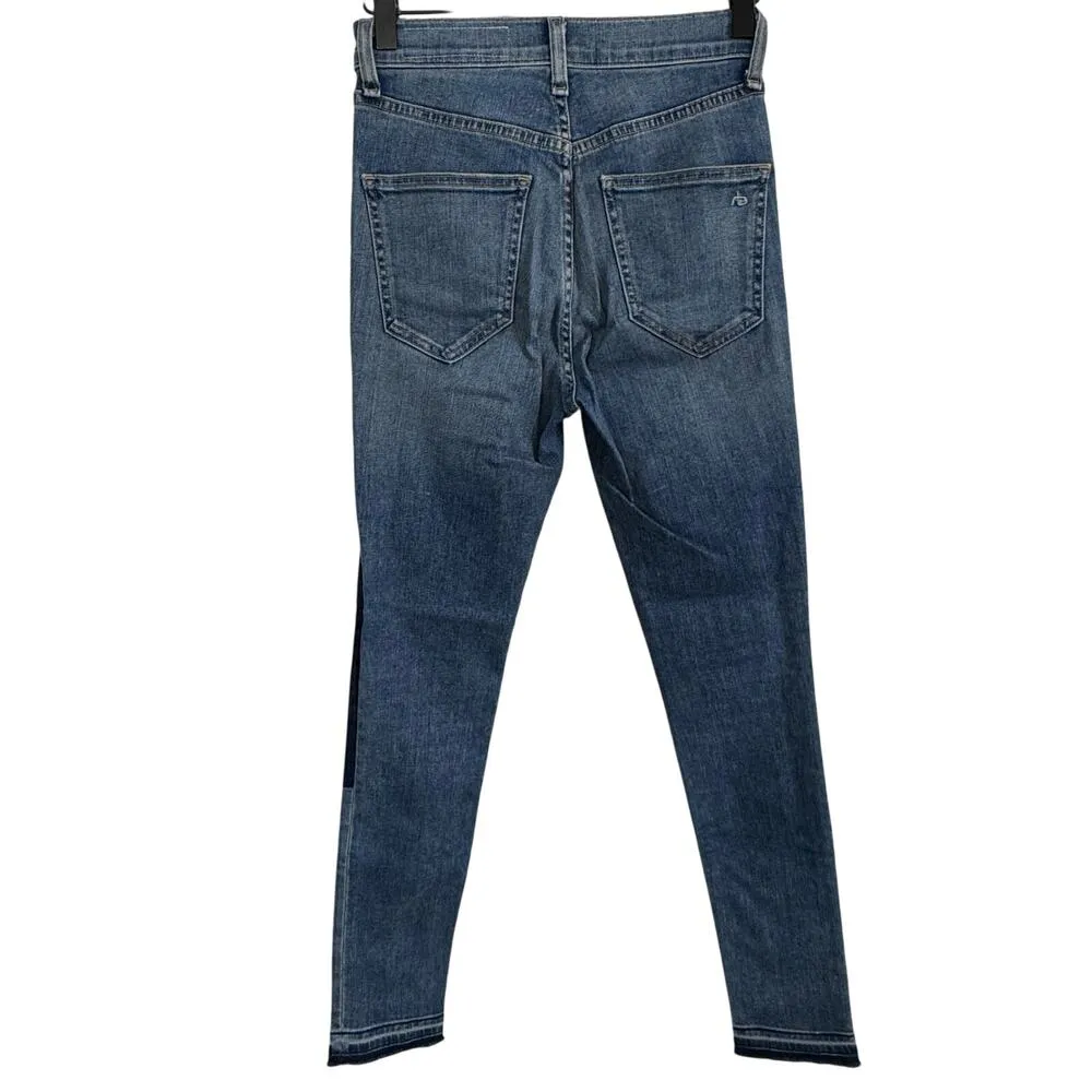 Rag & Bone Olana High Rise Skinny Ankle Jeans Size 25 Colorblock Knee Patchwork - Image 7