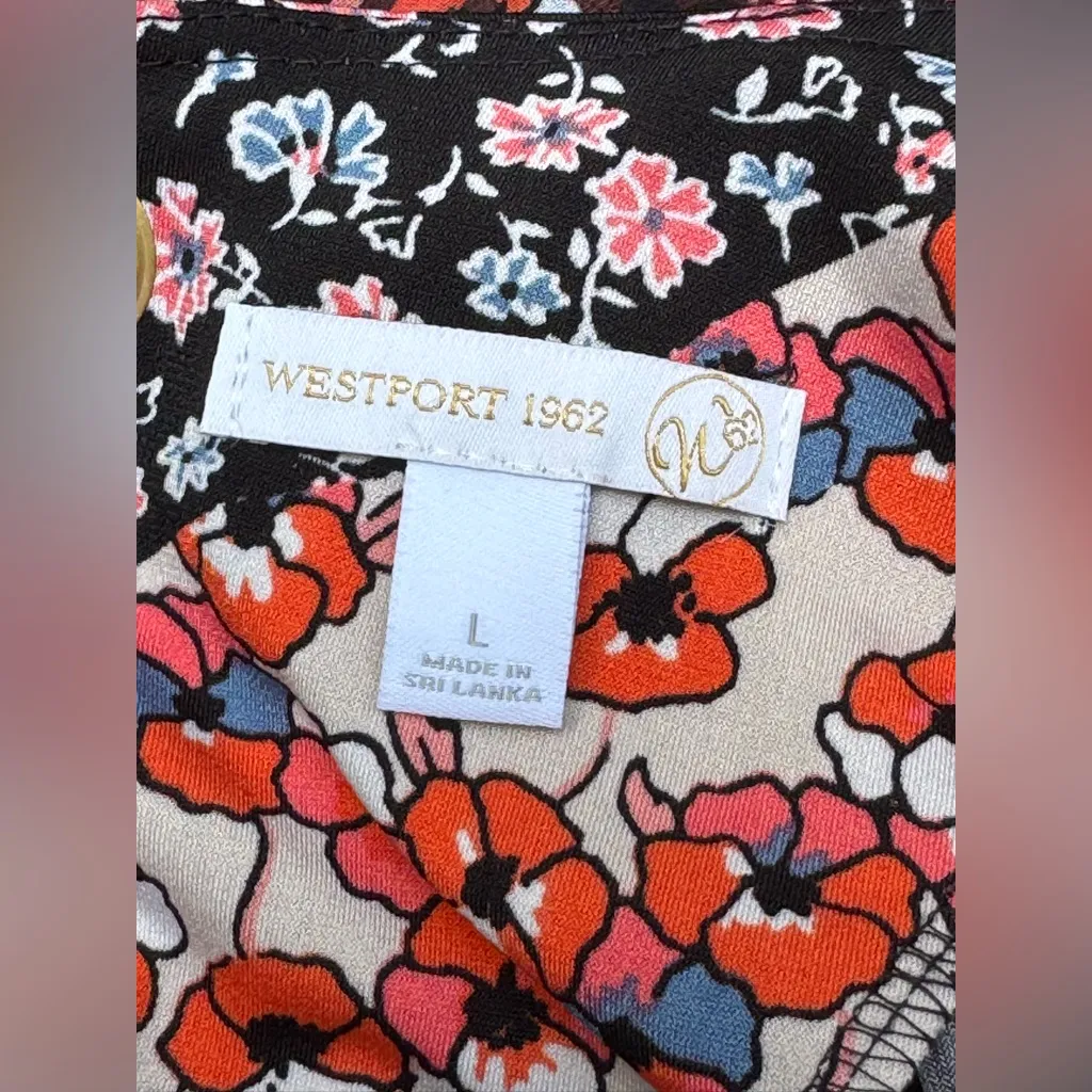 Westport 1962 dressbarn Floral Shift Dress Bell Sleeves Ribbon Tie Back - Image 7