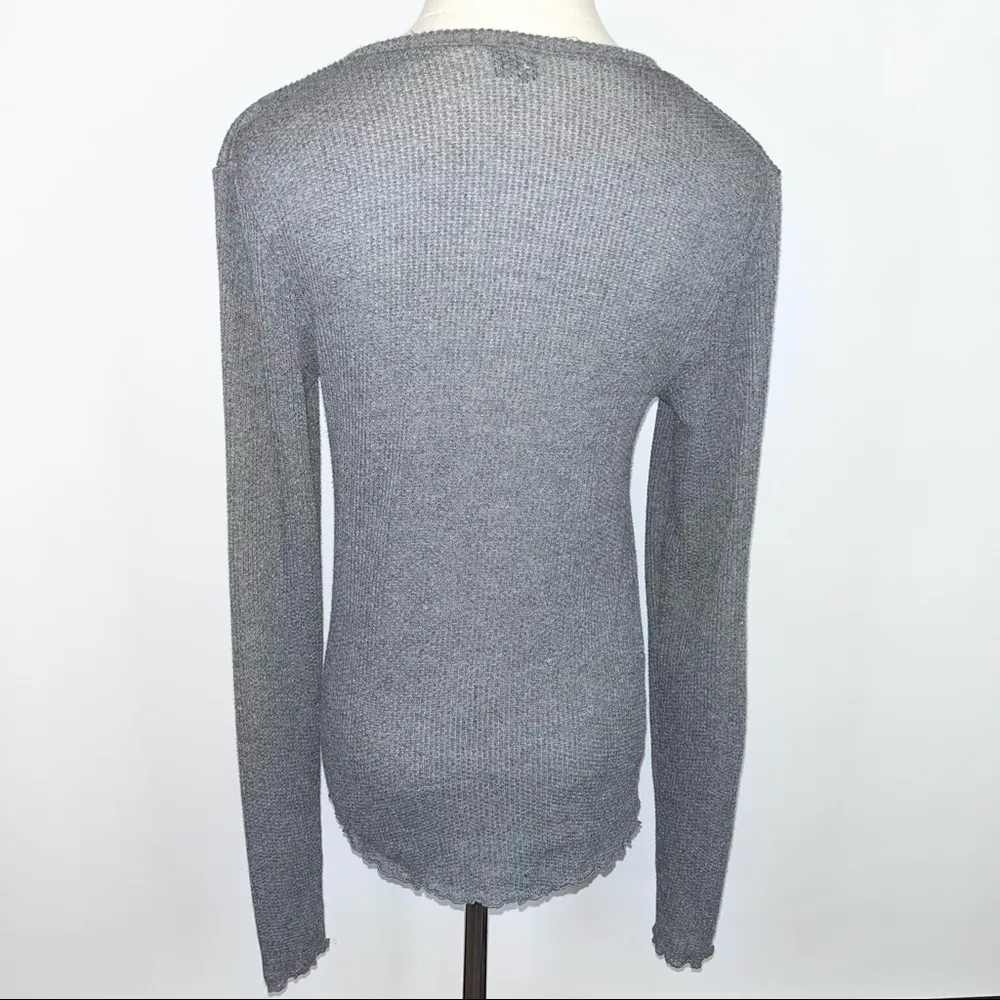 URBAN OUTFITTERS // OUT FROM UNDER Grey V-Neck Waffle Knit Sweater Medium - Image 7