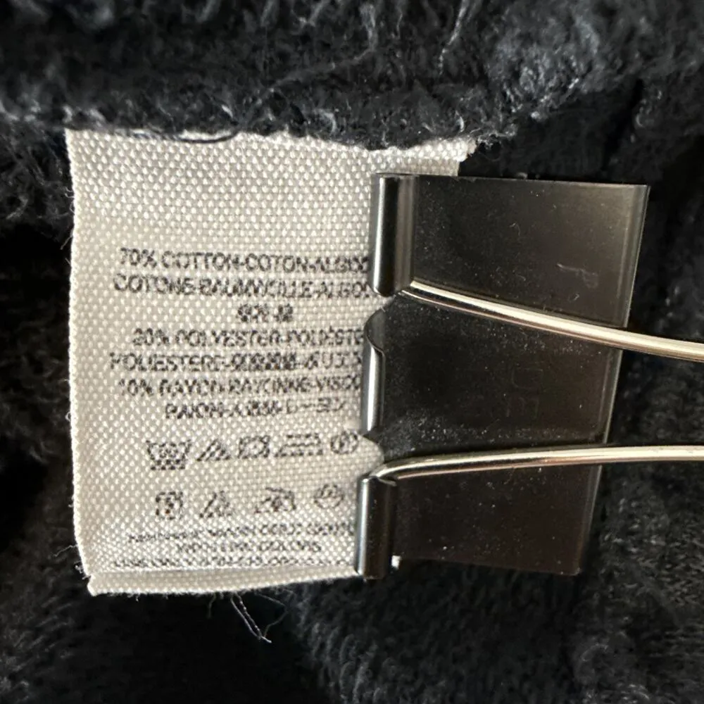 Free People Hooded Lace Inset Long Sleeve Sweater Size M Heather Black Cotton - Image 8