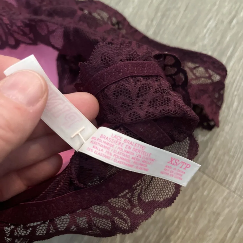 PINK By Victoria Secret Push Up Bralette Marron Lace Size XS - Image 5