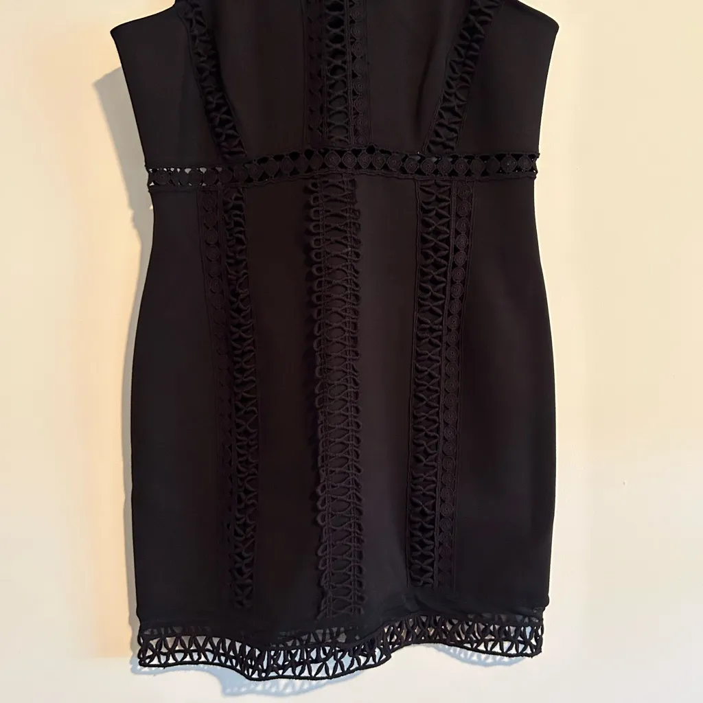 Free People Sky Scraper Bodycon Crochet Mini Dress Size Small Black Racerback - Image 5