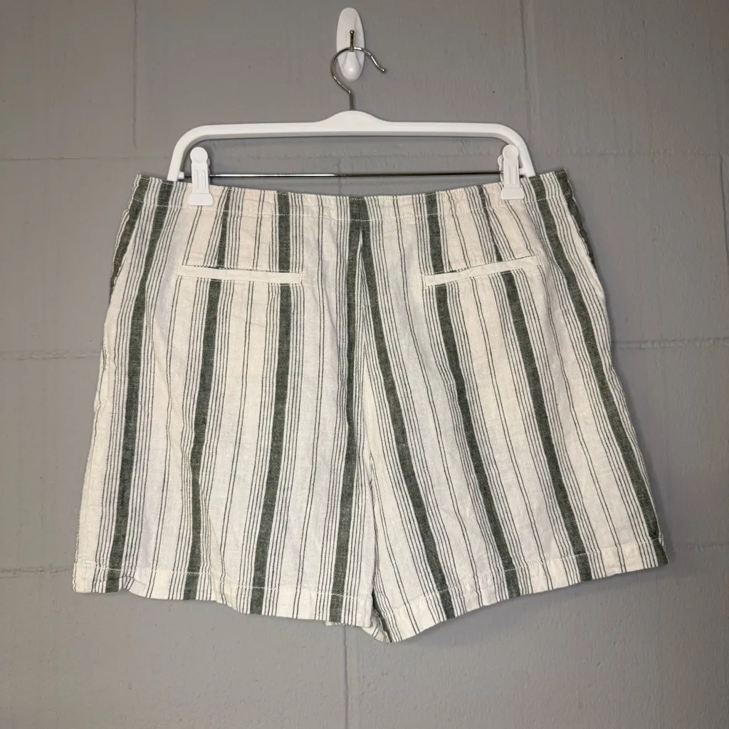 By Anthropologie Beachgoer Striped Linen Blend High-Rise Shorts Women’s Size 12 - Image 5