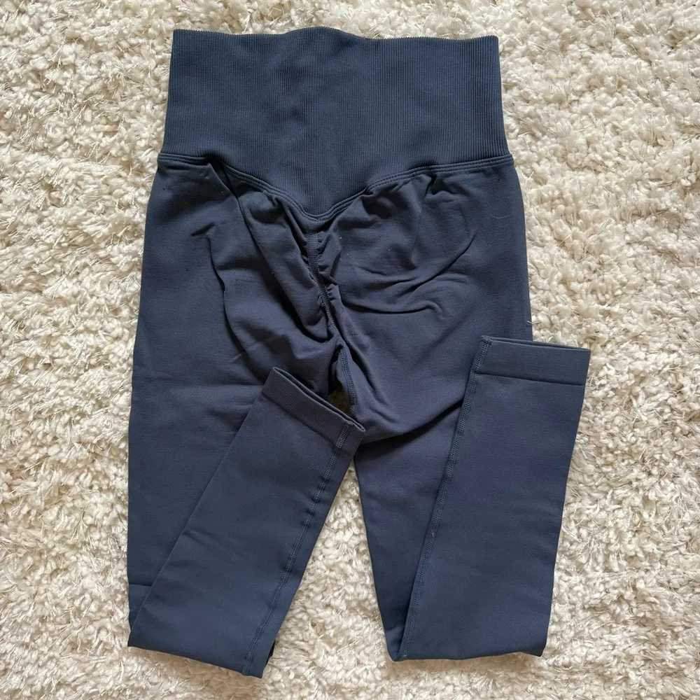 workout seamless scrunch leggings slate grey blue - Image 3