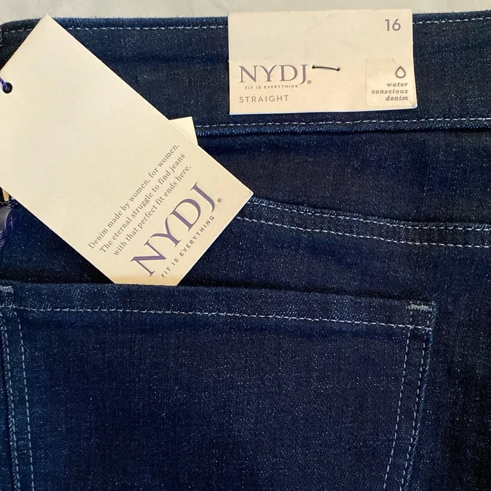 NWT💙 NYDJ Marilyn Straight Denim Jeans With Printed Cuff, Rinse/Blue #MGTBMS8713 - Image 8