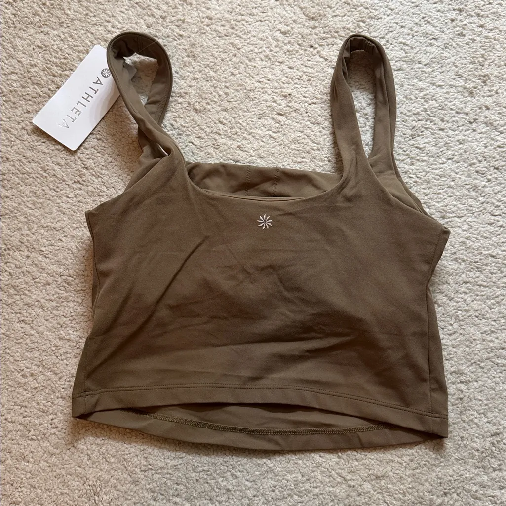Athleta Transcend Square Neck Crop Sports Bra D-DD - Clay
- M - Image 3