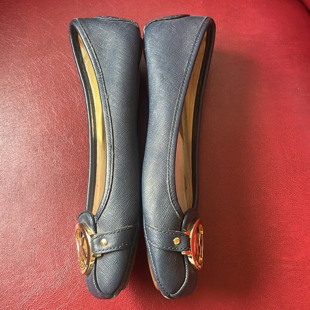Michael Kors Fulton Leather Ballet Flats Size 6 Blue - Image 5