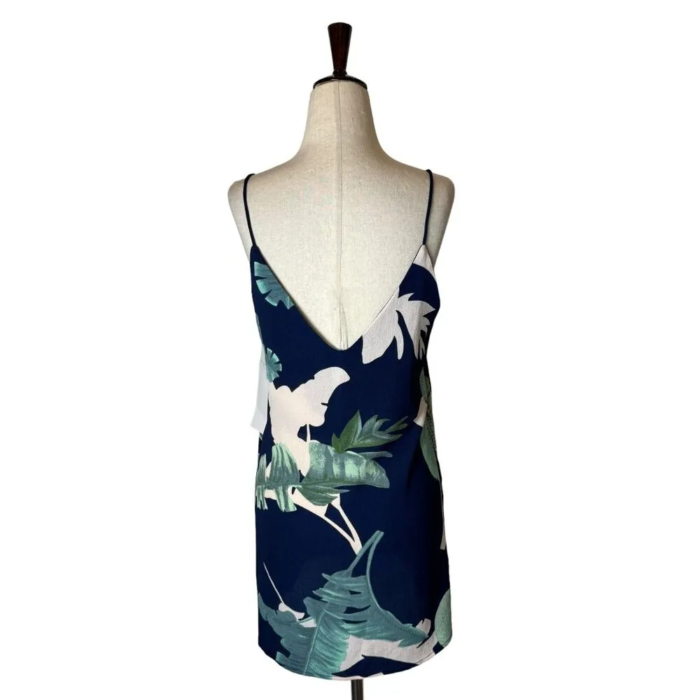 Goodnight Macaroon Dress Women Large Blue Palm Tropical Print Shift Mini Sundres - Image 3