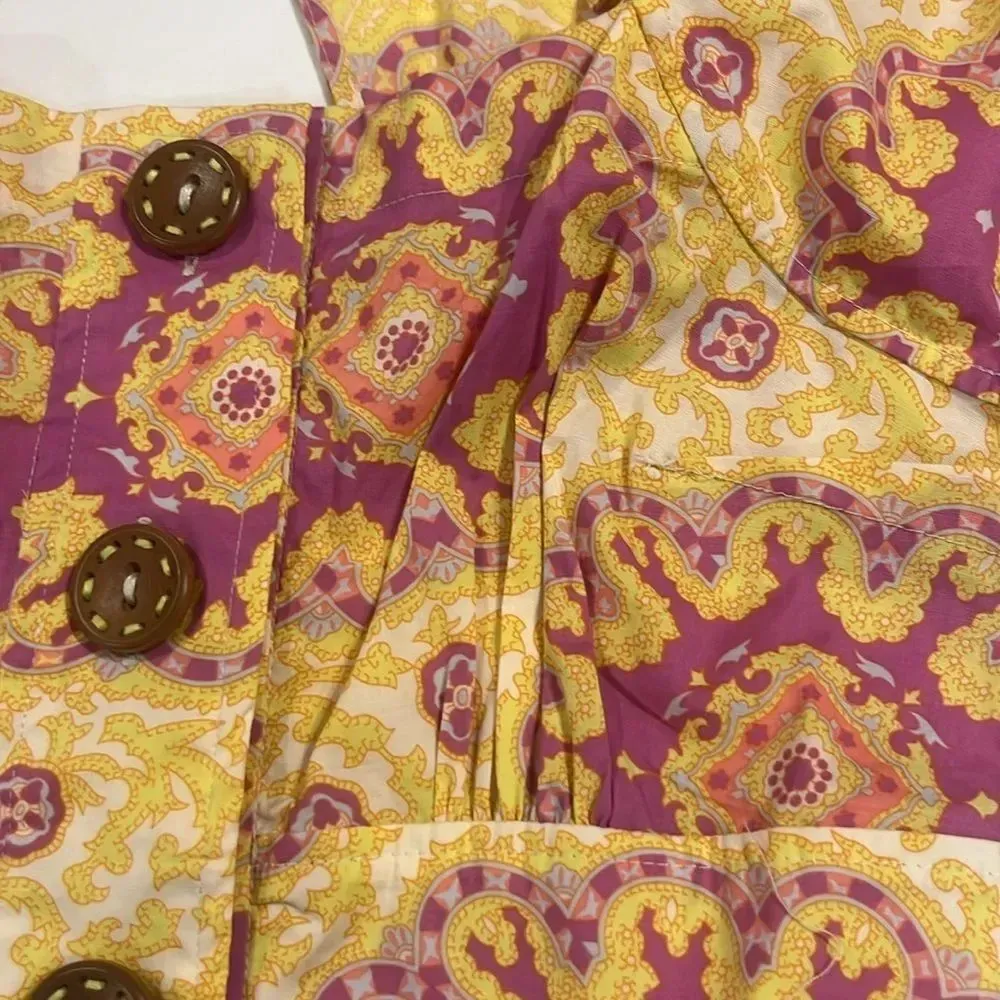 Vintage Y2K Plenty by Tracy Reese Boho Medallion Blouse Sz 4 - Image 6