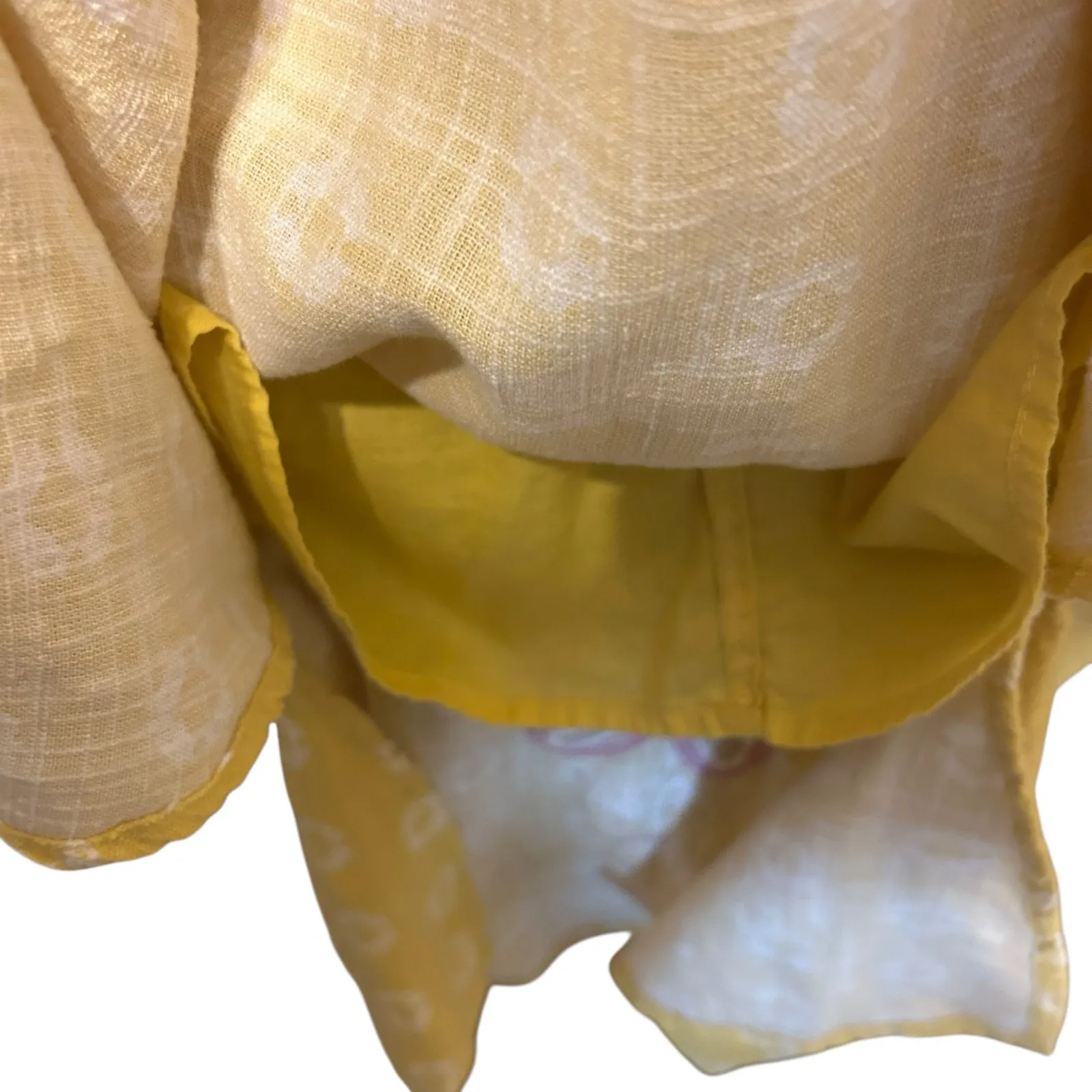 Charter Club Women Midi Dress XL Yellow Embroidered Floral Boho‎ Cottagecore - Image 7