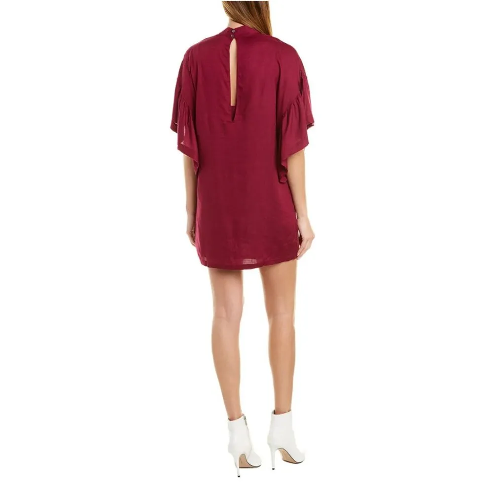 IRO Theifya Shift Dress 8 40 Split Ruffle Sleeve Mock Neck Fuchsia Luxury Party - Image 10