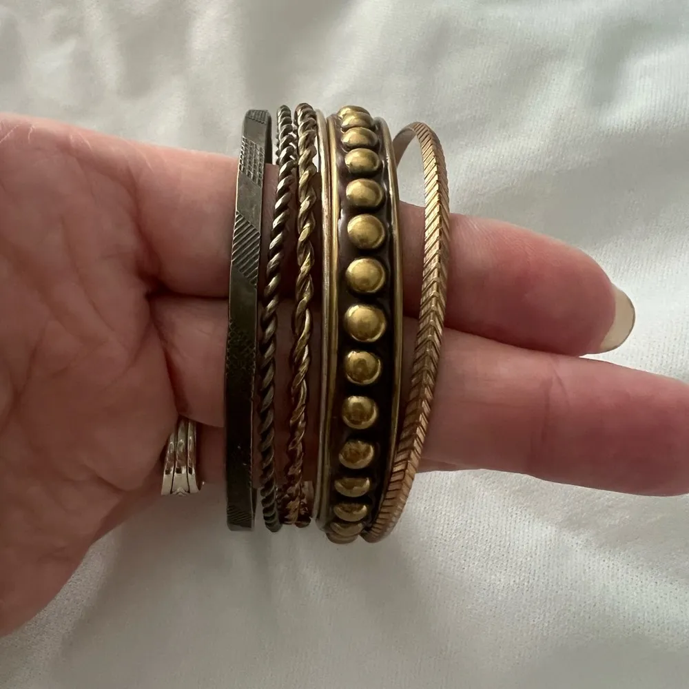 Brass tone stackable layering bracelets - Image 4