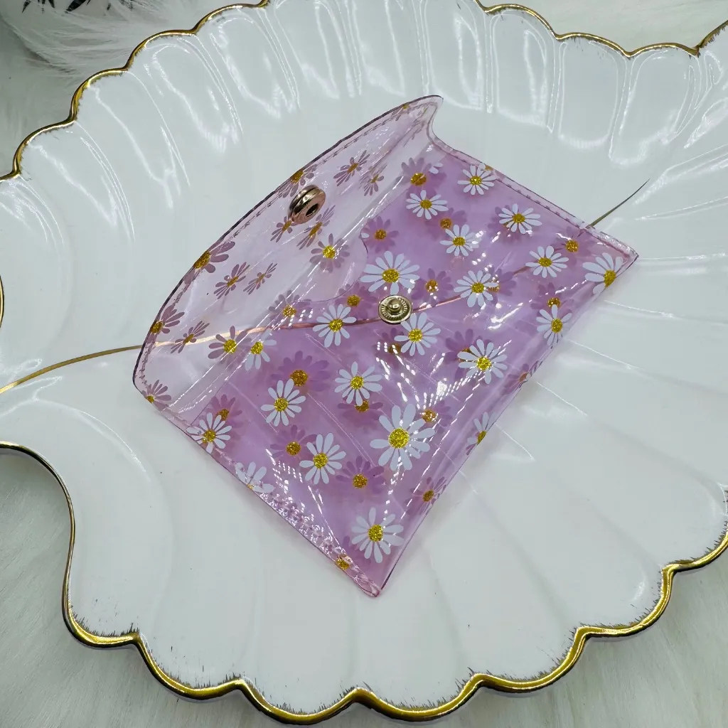 Florals Clear Card Case Wallet in Purple - Image 4