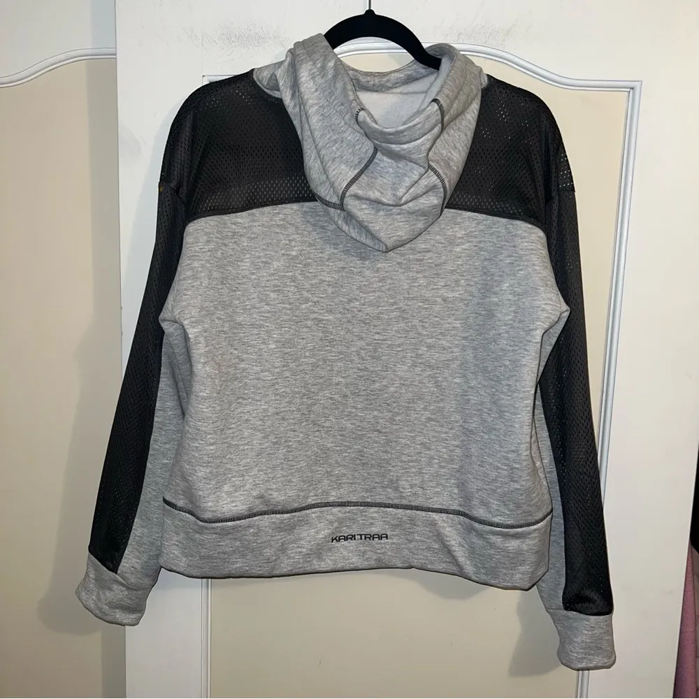 Kari Traa Gray and Black Netting Hoodie Size: Small - Image 2