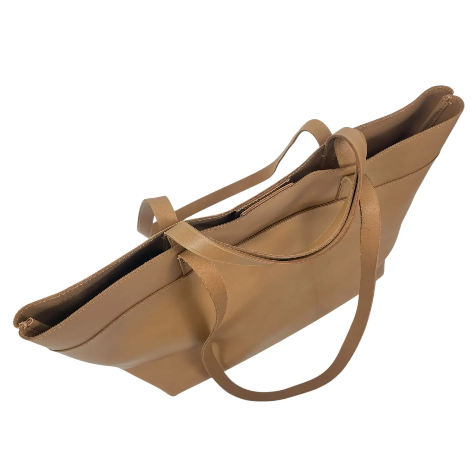 Madewell Medium Essentials Leather East West Tote Bag Carved Wood Tan - Image 9