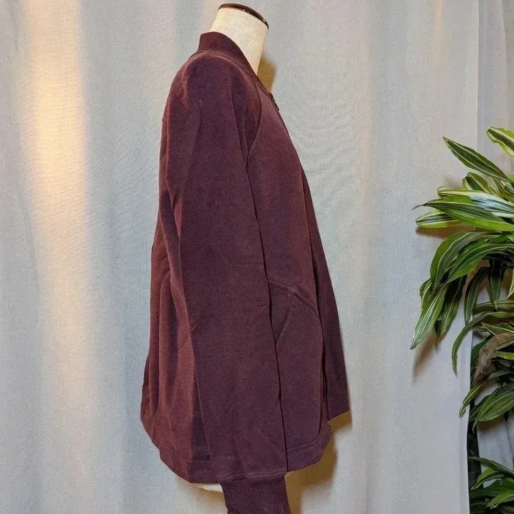 Lululemon Maroon Jacket Red Soft French Terry Pleat to Street Bomber Jacket 4 - Image 6