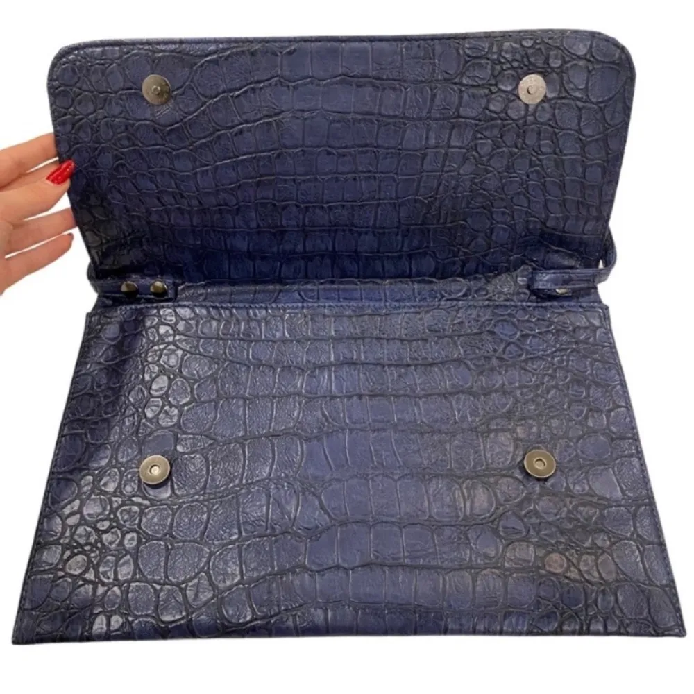 Leather Envelope Bag Croc Detail Leather Crossbody Laptop Bag By Orange Caramel - Image 5