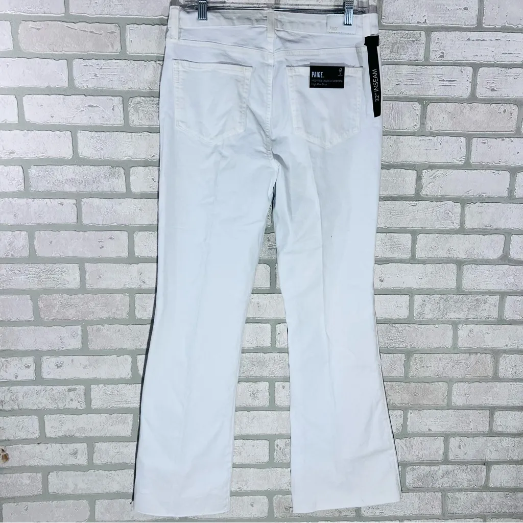 Paige NWT High Rise Laurel Canyon Boot Raw Hem Jeans in Crisp White Size 30 - Image 7