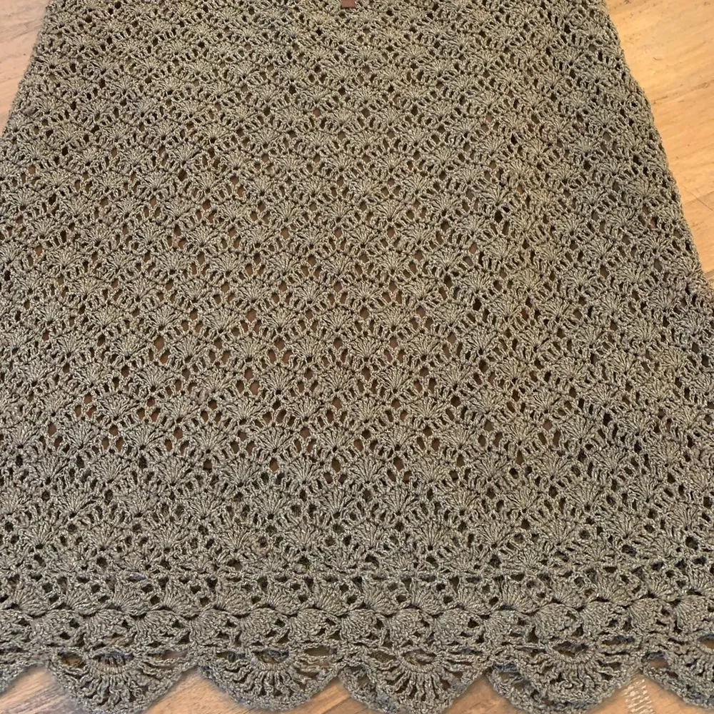 J. Jill Women's Hand Crochet Beige Linen Blend A-Line Stretch Skirt Size: L - Image 3