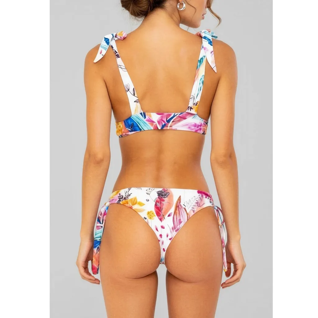 SOAH SOUL OF A HIPPIE Ella Bikini Top & Bottom, White Floral, Medium - Image 3