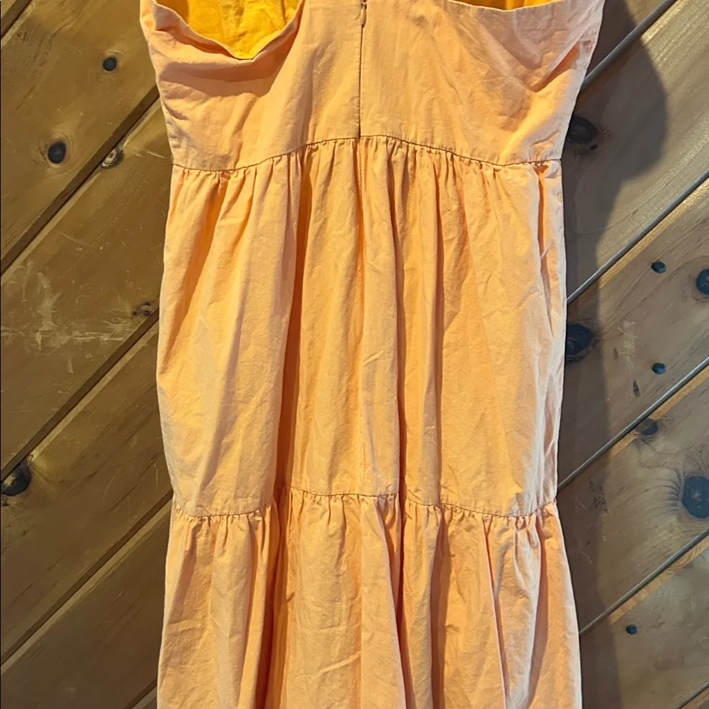 Showpo. Levona Ruffle Shoulder Tiered Midi Dress in Orange Size 8 - Image 9