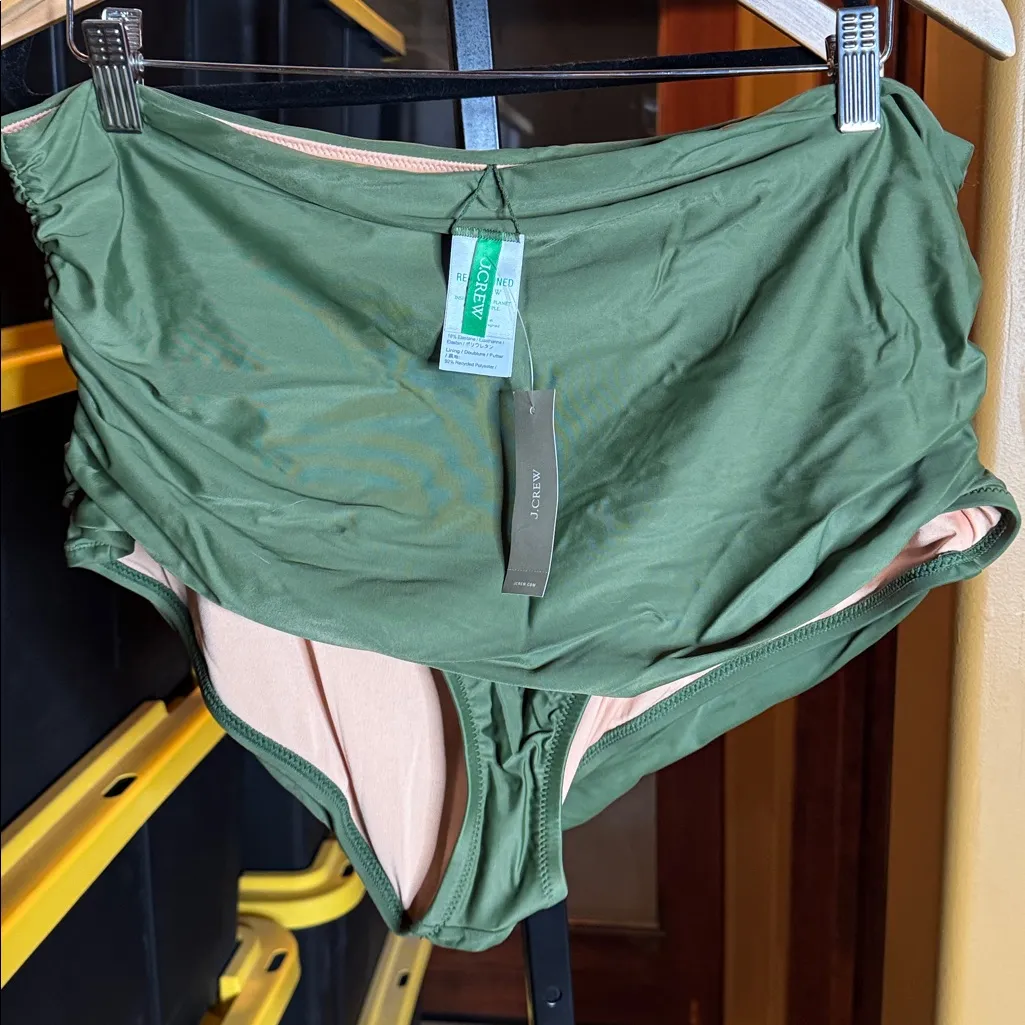 NWT J.Crew Re-Imagined Cypress Green Ruched High-Rise Bikini Bottom Size 2X - Image 10
