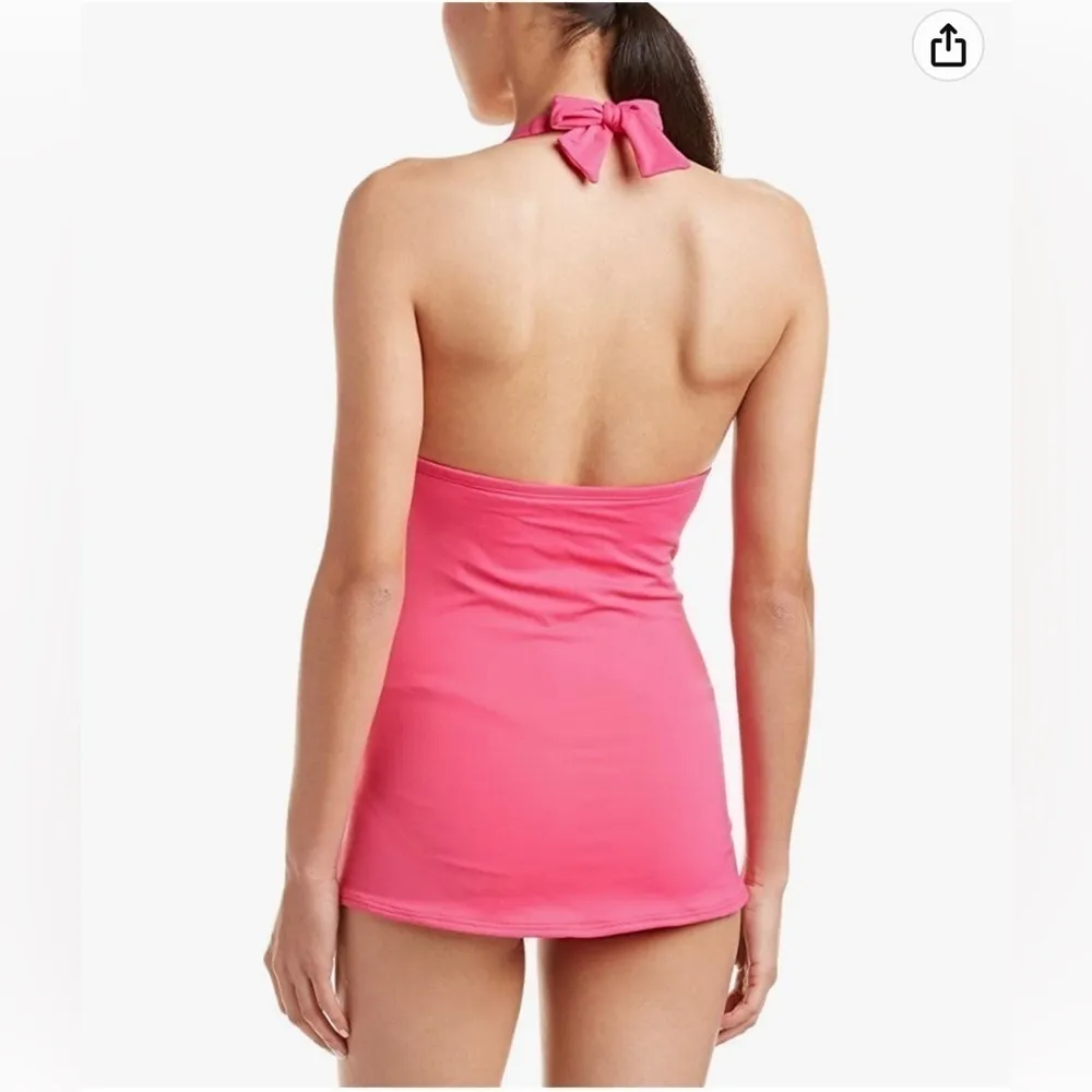 Coco Rave body contouring one piece swimsuit, orange, full coverage overskirt M - Image 2