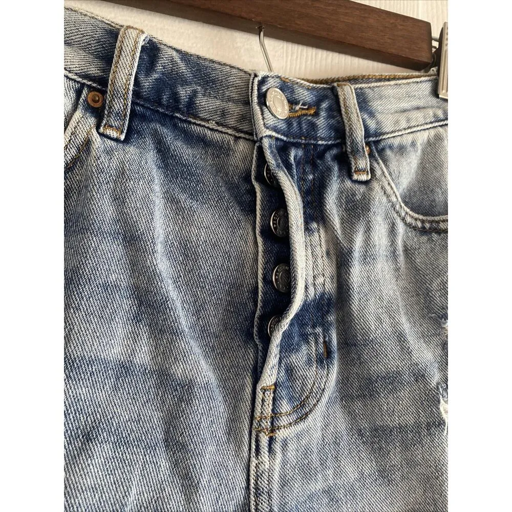 Pacsun‎ Women's 25 Vintage High Rise Light Wash Button Fly Cut off Denim Shorts - Image 4
