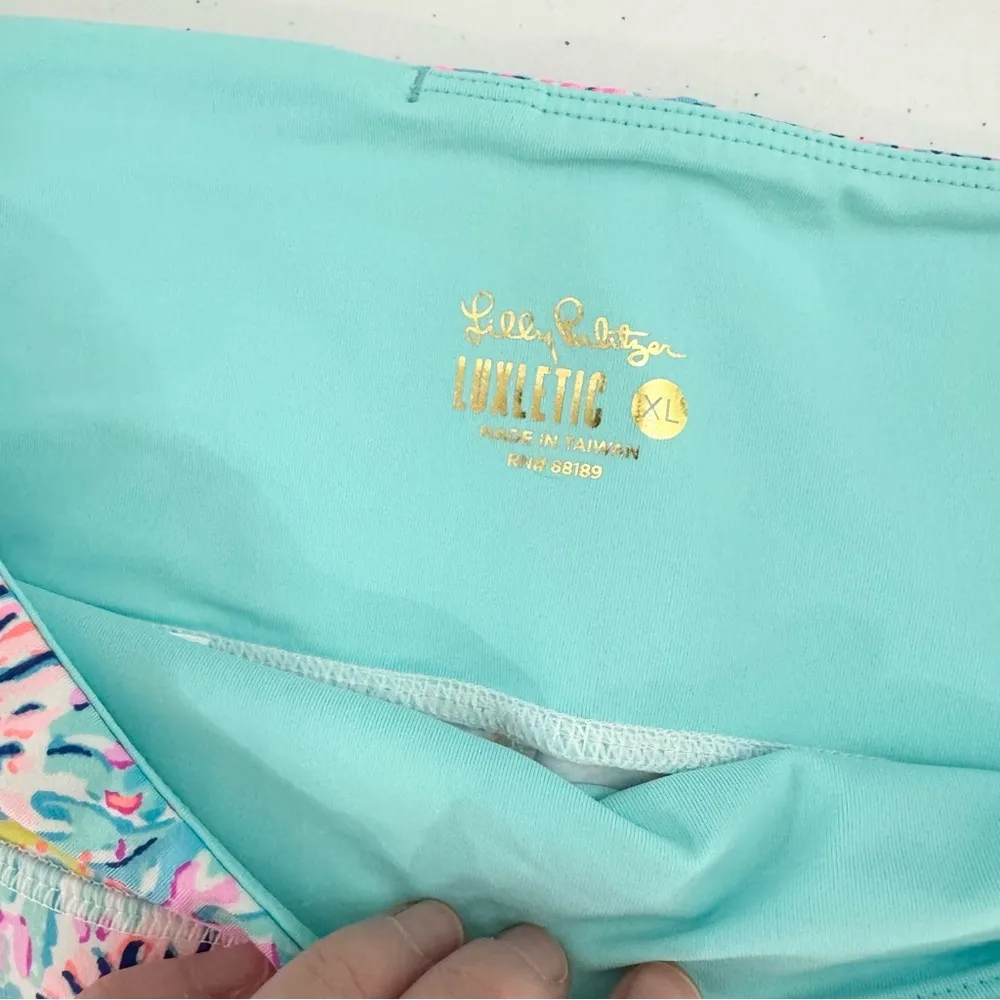 NWT Lilly Pulitzer Pink and Blue Paisley Print Leggings XL - Image 4