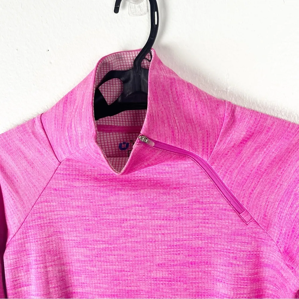 IBKUL Pink Asymmetrical Side Pockets Quarter Zip Pullover, Size Small - Image 5