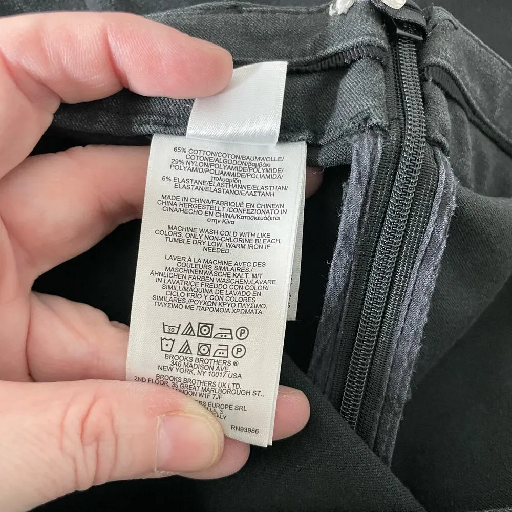 Brooks Brothers Womens Black Side-Zip Stretch Cotton Pants - Size 6 - Flat Front - Image 5