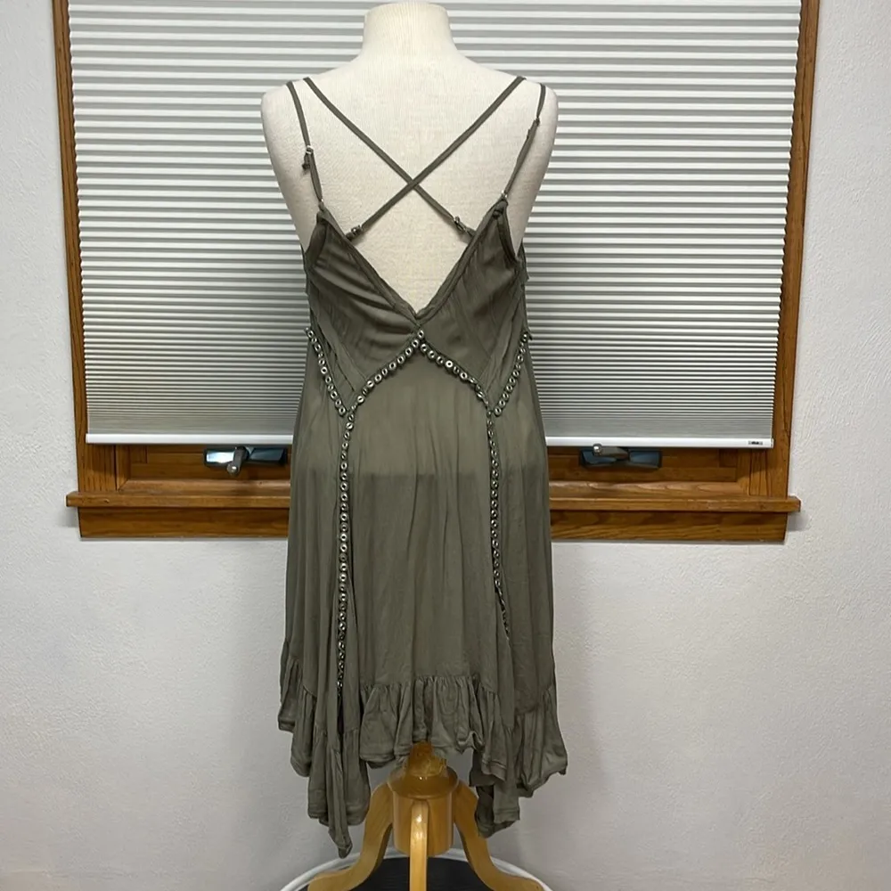 Free People Intimately Olive Green Sway With Me Trapeze Embellished Slip  Dress Size M - $25 - From Gayle