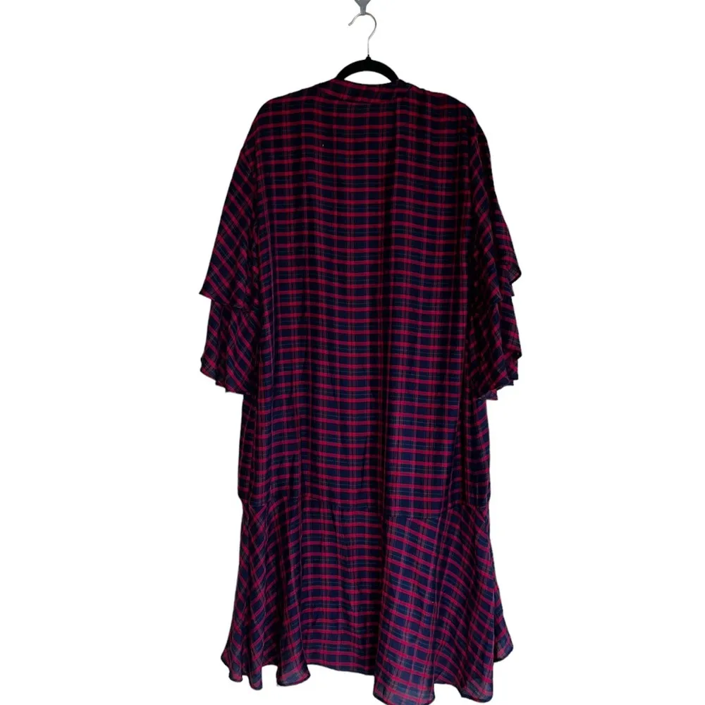 NWOT ZARA CHECKED LONG KIMONO WITH RUFFLES SLEEVES BLOGGERS FAV XS/S NO BELT - Image 6