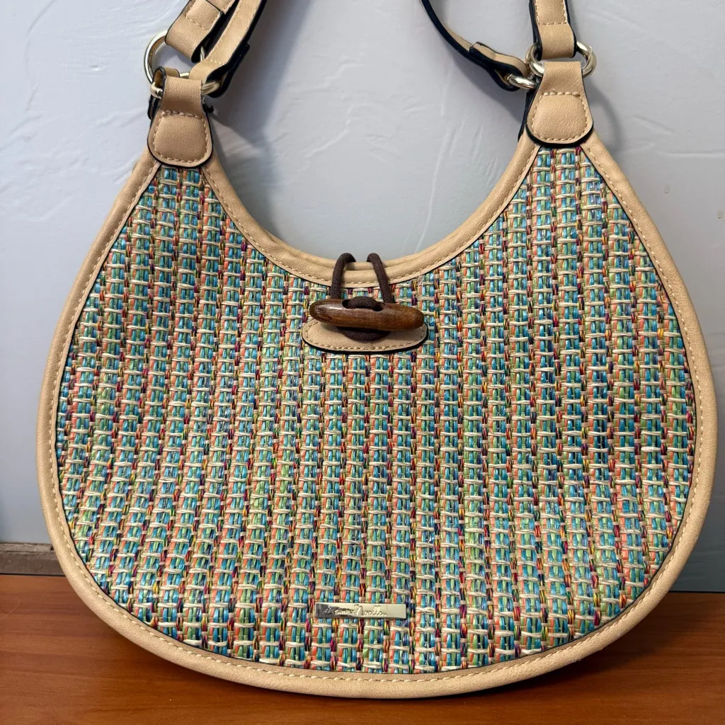 Simply Noelle Woven Rattan Straw Colorful‎ Multi Shoulder Crossbody Bag Purse - Image 2