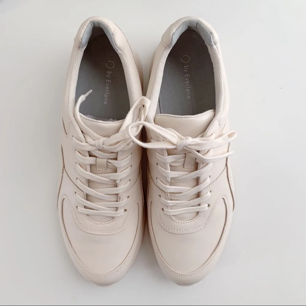NWR Everlane The Trainer Leather Lace Up Sneaker in‎ Blush Pink, Size 13.5 - Image 5