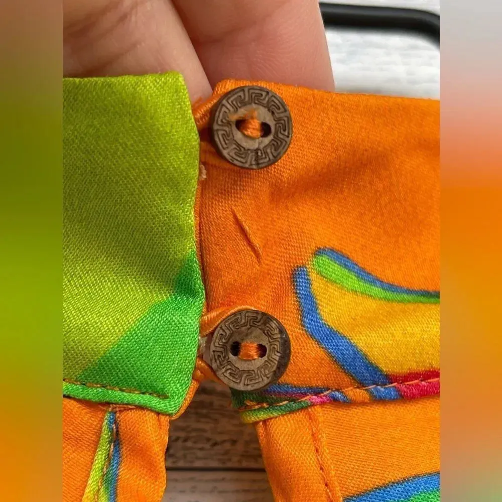 FARM RIO ANTHROPOLOGIE Tropical Leaves Print Halter Maxi Dress XXS Orange - Image 10