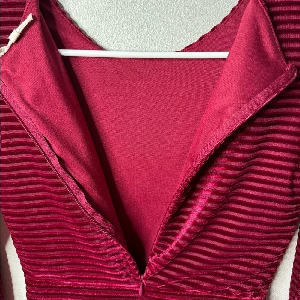 Copper key velvet berry ribbed stretch 3/4 waist zippered dress size small - Image 8