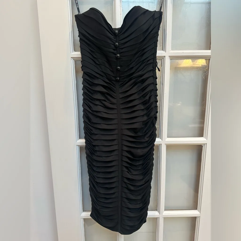 Vintage Betsey Johnson Evening Elegant Strapless Ruched Wiggle Dress Size 2 XS - Image 11