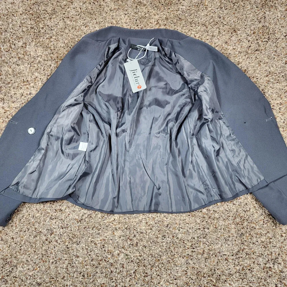 Kela Yila Jielur Women's Grey Business Blazer Long Sleeve One Button Gray Size L - Image 3