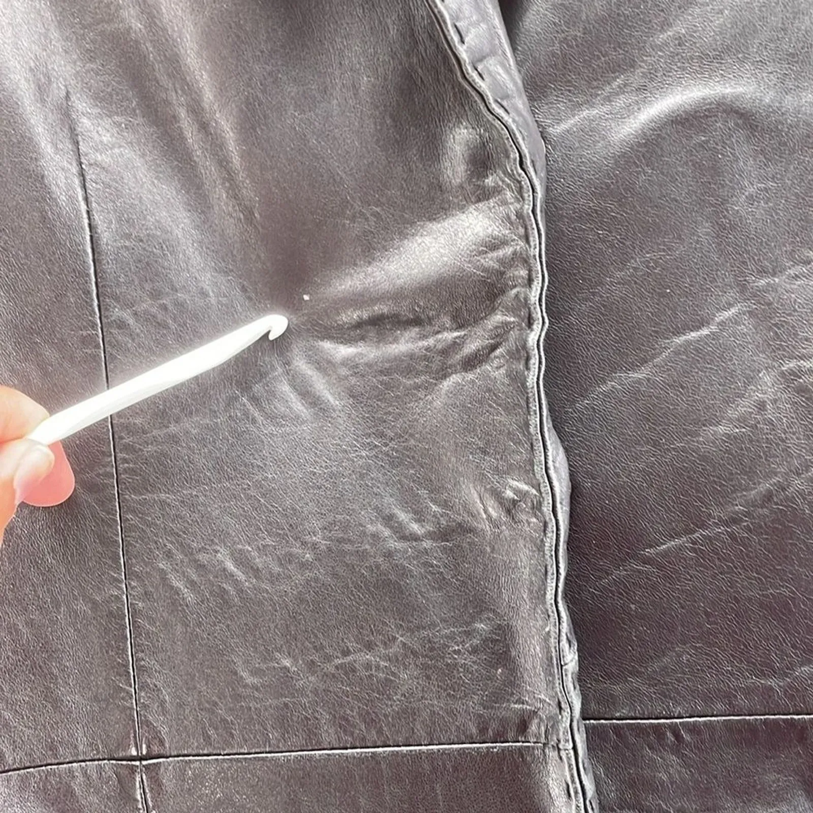 Vintage Mossimo Womens‎ Blazer Jacket Size Small Leather Baddie Grunge Edgy Punk Black - Image 11