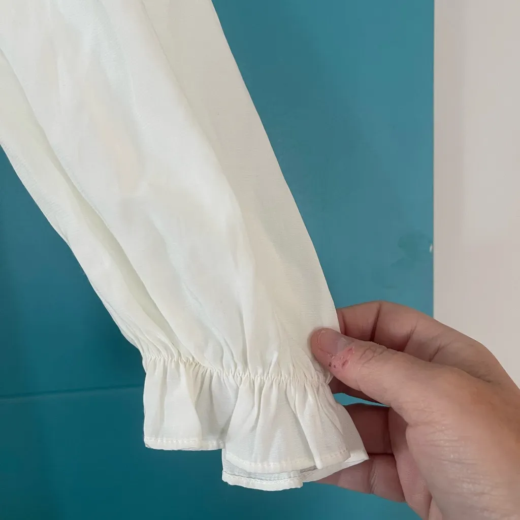 Altard State Long Sleeve White Ruched Top Mini Dress Babydoll Coquette S 🤍 - Image 6